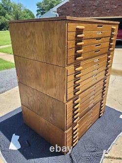 Vintage Map Blueprint Architect Flat File Cabinet 20 Drawers