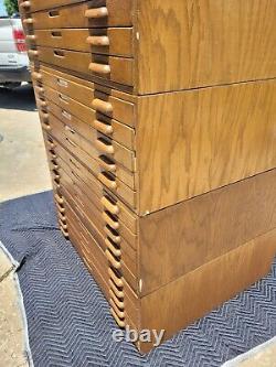 Vintage Map Blueprint Architect Flat File Cabinet 20 Drawers