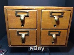 Vintage Maple Card Catalog Library Chest Four Drawer Antique