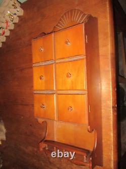 Vintage Maple Hanging Spice Cabinet Early American Colonial Revival