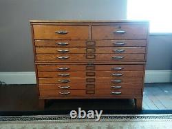 Vintage Mayline Oak Flat File Cabinet