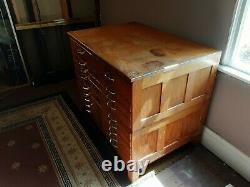 Vintage Mayline Oak Flat File Cabinet