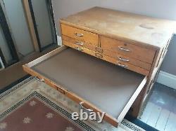Vintage Mayline Oak Flat File Cabinet