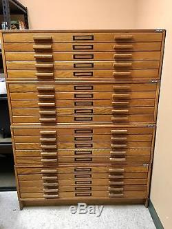 Vintage Mayline Oak Flat File Cabinet 20 Drawer Stackable