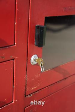 Vintage Medical Cabinet Bathroom storage metal Industrial Dental cart red