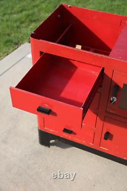 Vintage Medical Cabinet Bathroom storage metal Industrial Dental cart red