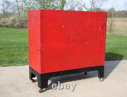 Vintage Medical Cabinet Bathroom storage metal Industrial Dental cart red