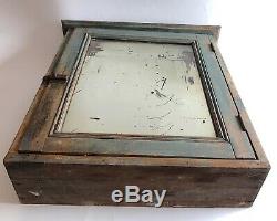 Vintage Medicine Cabinet Wood Rustic Green Paint Antique Salvage Bevel Mirror