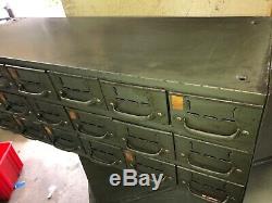 Vintage Metal Equipto Industrial Organizer Cabinet 18 Drawers Storage Hardware
