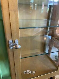 Vintage Metal Steel Medical /Dental Cabinet Display Glass Shelves Industrial