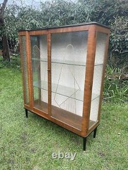 Vintage Mid Century Antique Glass Display China Cocktail Drinks Cabinet
