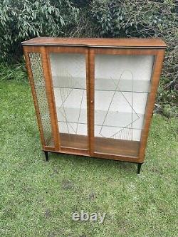 Vintage Mid Century Antique Glass Display China Cocktail Drinks Cabinet