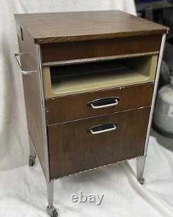 Vintage Mid-Century Hill-Rom Rolling Medical Cabinet Utility Cart Table