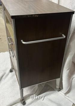 Vintage Mid-Century Hill-Rom Rolling Medical Cabinet Utility Cart Table