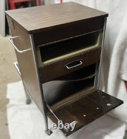 Vintage Mid-Century Hill-Rom Rolling Medical Cabinet Utility Cart Table
