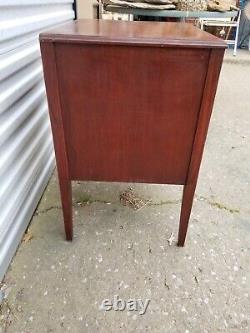 Vintage Mid Century Record Cabinet Side Table With Two Swing Doors Mahogany