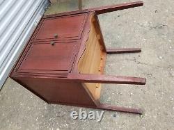 Vintage Mid Century Record Cabinet Side Table With Two Swing Doors Mahogany
