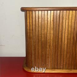 Vintage Mid Century Teak (21 x 9 x 6 1/2) Tambour Door Wall Mount Cabinet VGC