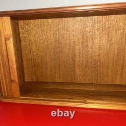 Vintage Mid Century Teak (21 x 9 x 6 1/2) Tambour Door Wall Mount Cabinet VGC