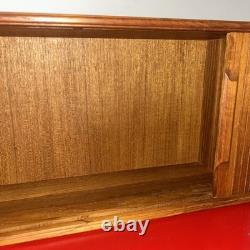 Vintage Mid Century Teak (21 x 9 x 6 1/2) Tambour Door Wall Mount Cabinet VGC