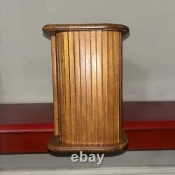 Vintage Mid Century Teak (21 x 9 x 6 1/2) Tambour Door Wall Mount Cabinet VGC