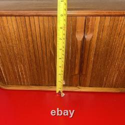 Vintage Mid Century Teak (21 x 9 x 6 1/2) Tambour Door Wall Mount Cabinet VGC