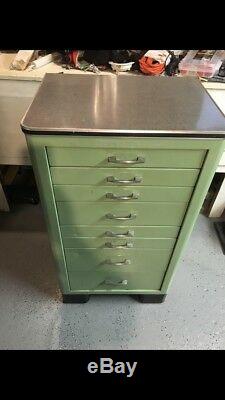 Vintage Mint Green Dental Cabinet With Drawers