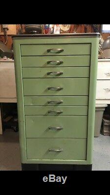 Vintage Mint Green Dental Cabinet With Drawers