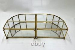 Vintage Mirrored Glass & Brass Curio Cabinet Set Gold Tone Tabletop Wall Display