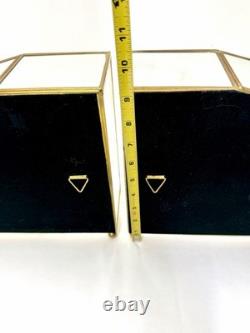 Vintage Mirrored Glass & Brass Curio Cabinet Set Gold Tone Tabletop Wall Display