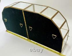 Vintage Mirrored Glass & Brass Curio Cabinet Set Gold Tone Tabletop Wall Display