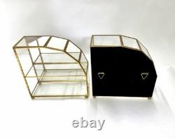 Vintage Mirrored Glass & Brass Curio Cabinet Set Gold Tone Tabletop Wall Display Vintage Mirrored Glass & Brass Curio Cabinet Set Gold Tone Tabletop Wall Display