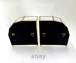 Vintage Mirrored Glass & Brass Curio Cabinet Set Gold Tone Tabletop Wall Display