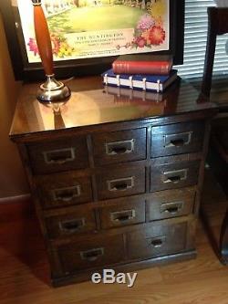 Vintage OAK LIBRARY CARD CATALOG Custom 1940s HUNTINGTON LIBRARY Cabinet Table