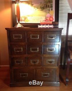 Vintage OAK LIBRARY CARD CATALOG Custom 1940s HUNTINGTON LIBRARY Cabinet Table