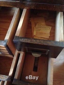 Vintage OAK LIBRARY CARD CATALOG Custom 1940s HUNTINGTON LIBRARY Cabinet Table