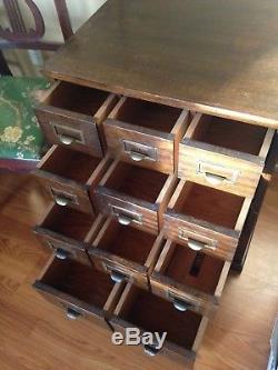 Vintage OAK LIBRARY CARD CATALOG Custom 1940s HUNTINGTON LIBRARY Cabinet Table