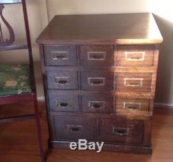 Vintage OAK LIBRARY CARD CATALOG Custom 1940s HUNTINGTON LIBRARY Cabinet Table