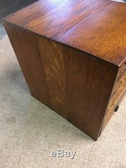 Vintage Oak 1 Drawer 3 Filer Table Top File Cabinet Box THE SP RICHARDS PAPER CO