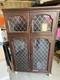 Vintage Oak Book Case Cabinet With Glass Doors