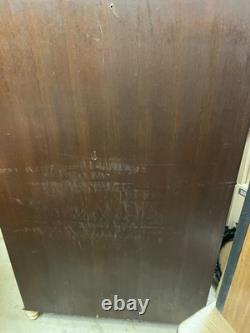Vintage Oak Book Case Cabinet with Glass Doors