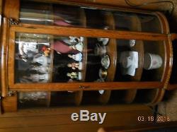 Vintage Oak China Cabinet with Curved Glass