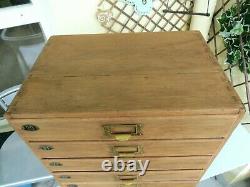 Vintage Oak Filing Cabinet Collectors Drawers Watchmakers Engineers Tool Chest