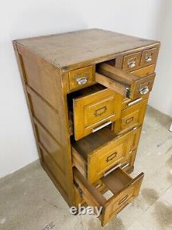 Vintage Oak Filing Cabinet Mid-Century Haberdashery, Office Storage Unit