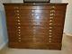 Vintage Oak Flat File Cabinet 12 Drawer
