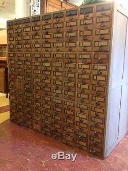 Vintage Oak Wooden 252 Drawer Library Card Catalog Cabinet Yale
