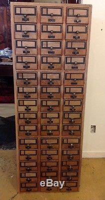 Vintage Oak Wooden 84 Drawer Library Card Catalog Cabinet Yale