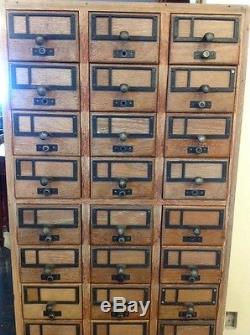 Vintage Oak Wooden 84 Drawer Library Card Catalog Cabinet Yale