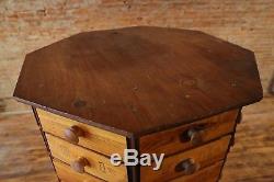 Vintage Octagon Rotating Hardware Store Cabinet 80 Drawers Apothecary Storage