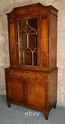 Vintage One Door Inlaid French Regency Style China Cabinet